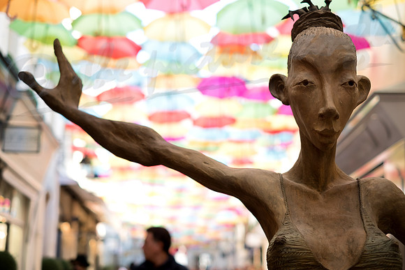 Dirk De Keyzer sculpture and Umbrella Sky Project at Le Village Royal, Paris